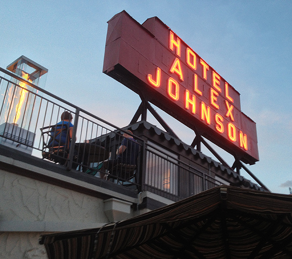 Vertex, two-story bar on top of our hotel