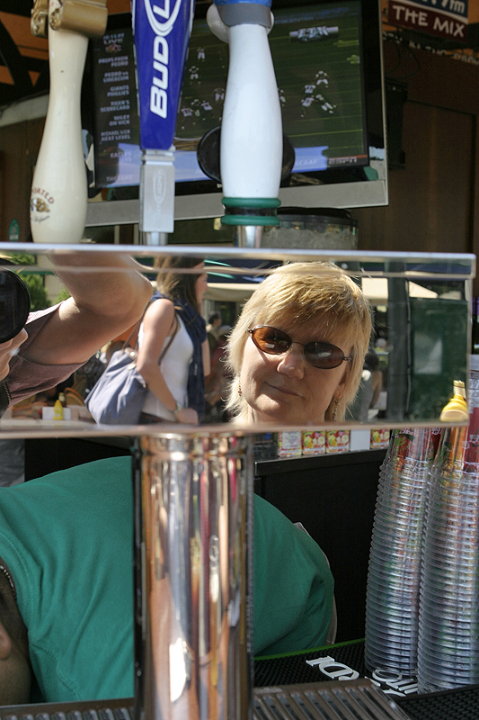 Romy happy in front of a tap!