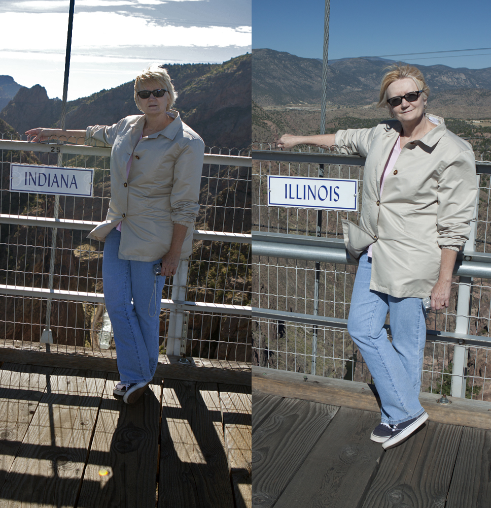 Romy wanted her pic by state markers on the bridge. Whatever...