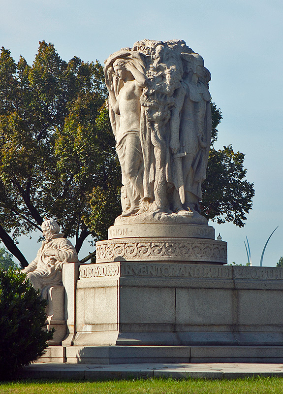 Behind memorial; on the road to Arlington