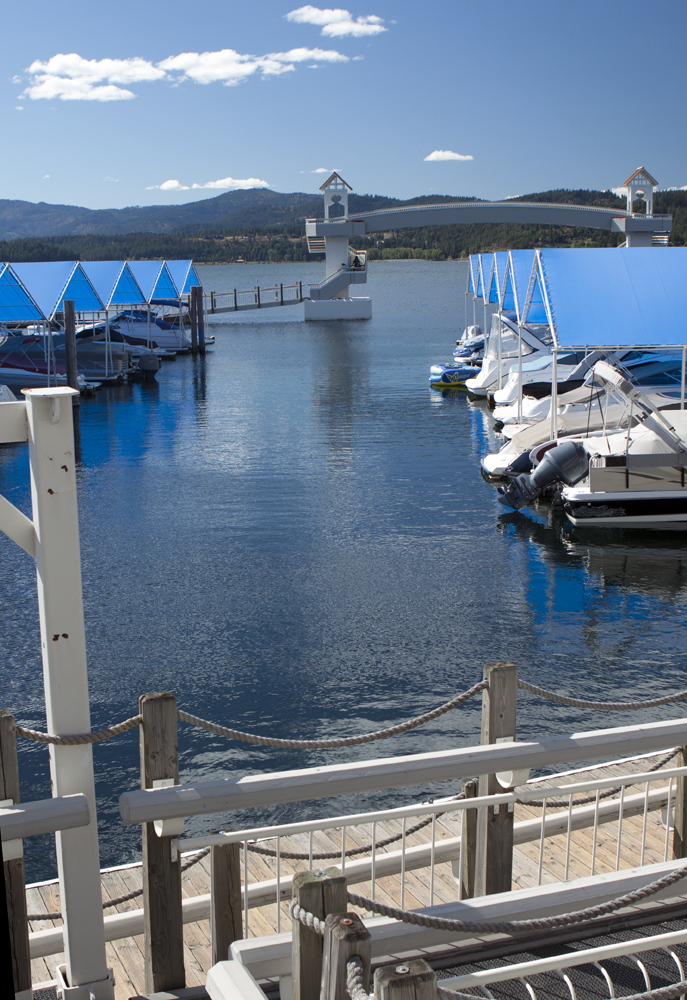 No clouds; clear water; nice hills