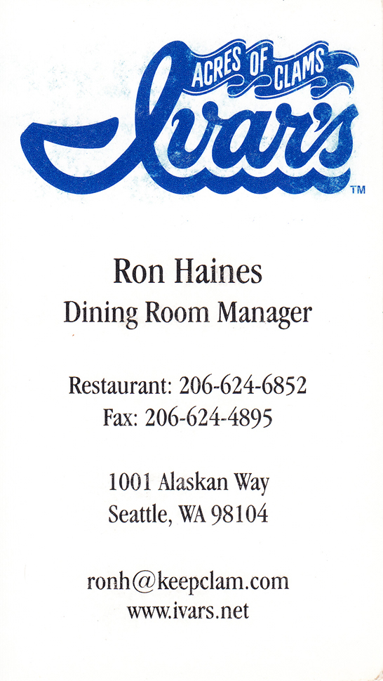 Great seafood; biz card found recently (2017)