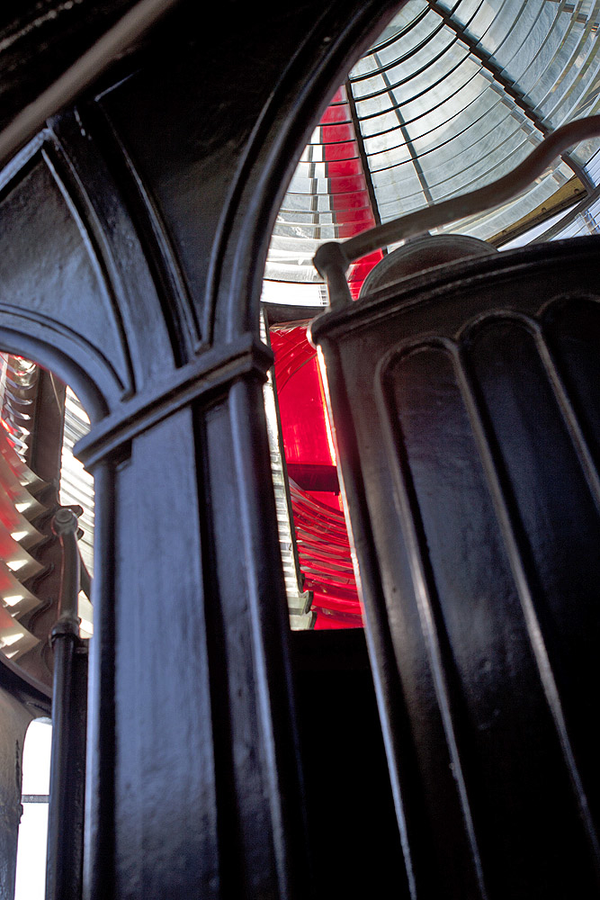 Inside the lighthouse, looking at the lenses