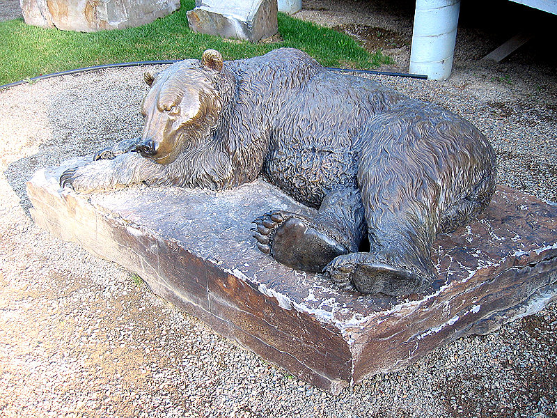 Sleeping bear sculpture