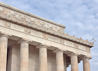 States carved around the top of the Lincoln Memorial