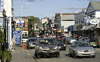 Traffic jam (not) in downtown Bar Harbor